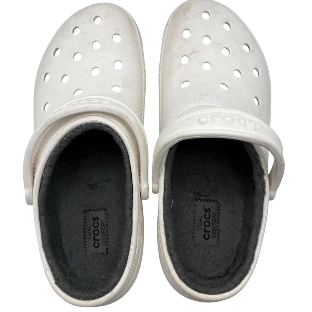 Crocs Classic Lined Clogs White Size M9 W11 Fuzzy Fleece Lined Slip On Shoes - Picture 6 of 11